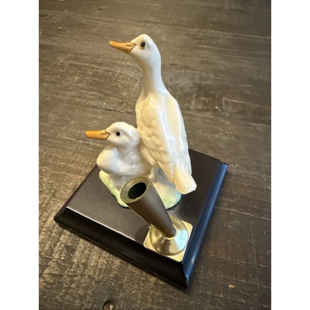 Miriam Italian Capodimonte Duck Sculpture Pen Holder For‎ Desk Vintage
